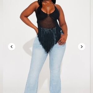 Fashion Nova Black Fringe Tank Top